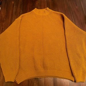 ASOS - gold brown yellow cardigan cable knit sweater